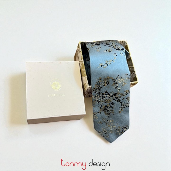 Slim tie - FORGET-ME-NACRE - 148cm x 6cm